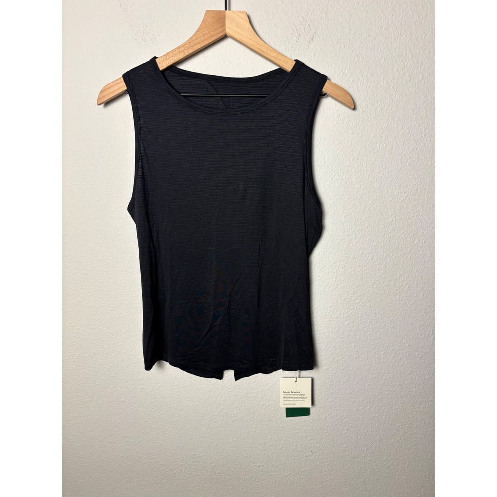 ☀️ Halara Round Neck Cutout Back Tank Top Black Activewear Twist Back NWT